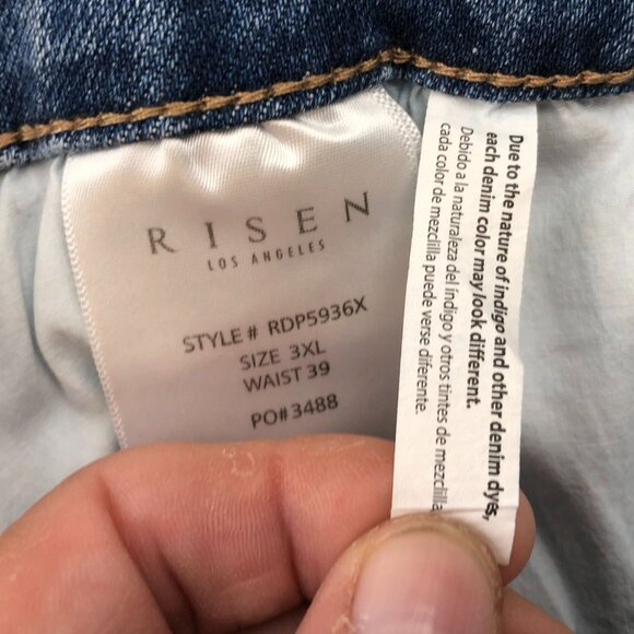 NWT Risen Women Whitney Jeans Size 3XL Light Wash Wide Leg Distressed Blue Denim - Picture 16 of 16
